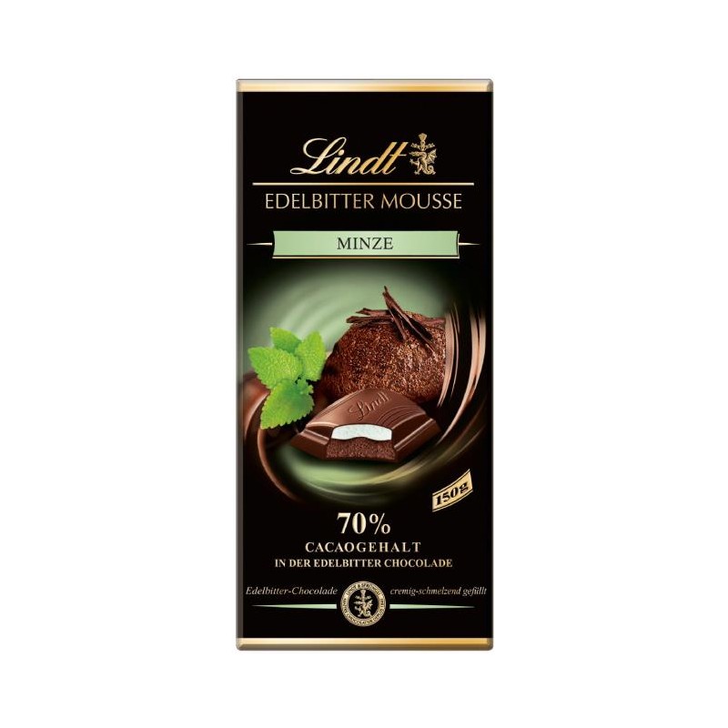 Lindt chocolate extra dark mousse mint 150gr Sovillo